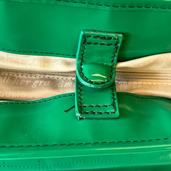 Kate Spade Tote Womens Green Patent Perforated Shoulder Bag Double Handles - Picture 8 of 15